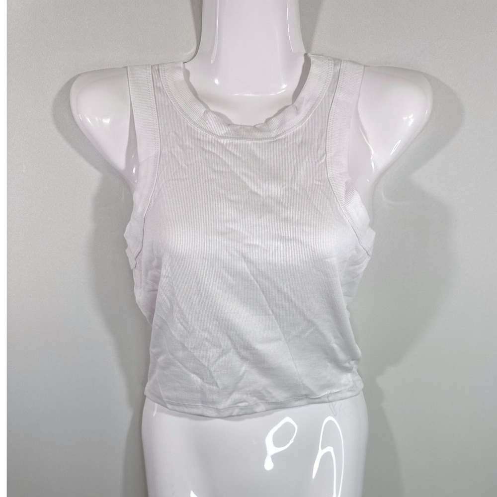 Madewell Brightside Crop Tank White Ribbed Supima Cotton Top XXS NEW